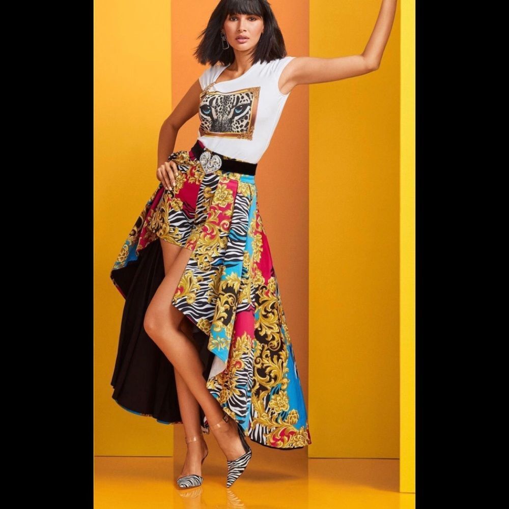 7th Avenue Design Studio NY&C Mixed Print Shorts with Hi-Lo Skirt Overlay XL NWT